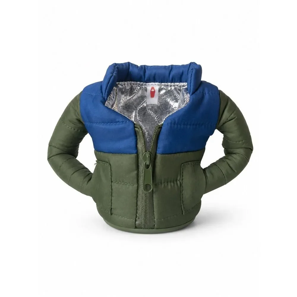 Puffin Drinkwear Beverage Insulator Can Cooler 2 Pack Plaid & Puffer Jacket Cozy